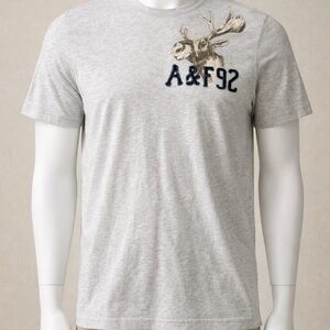 Abercrombie & Fitch Light Heather Gray Moose Logo Short Sleeve Tee